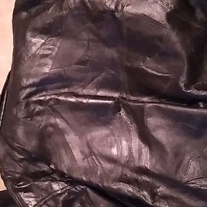 Unisex leather patchwork coat